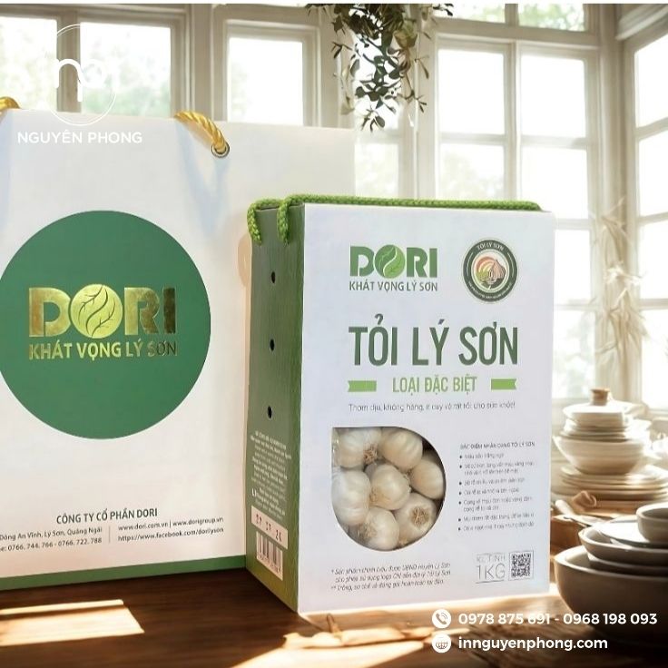 Mẫu hộp giấy in màu đựng tỏi đen